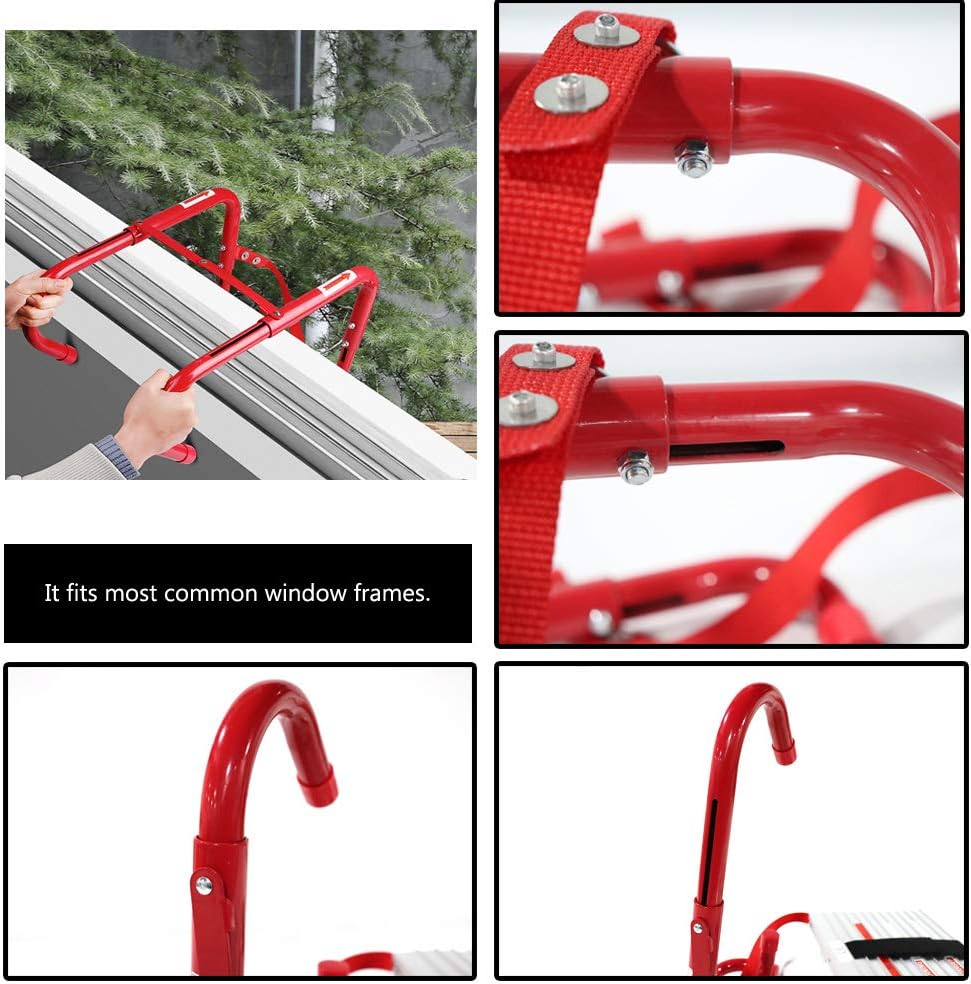 Emergency Fire Escape Ladder, Portable Ladder With Anti-Slip Rungs And Wide Steps V Center Support, Easy To Deploy & Easy To Store (2 Story - 15 Foot) - - 