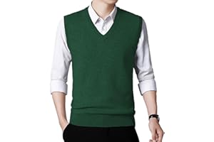 KUYIGO Men's Sweater Vest V Neck Christmas Knitted Sleeveless Xmas Sweaters Pullover