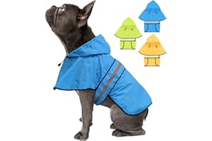 Weesiber Dog Raincoat, Waterproof Dog Rain Jacket with Leash Hole, Reflective Puppy Rainwear Hooded Pet Poncho Slicker for Walking (S, Blue)