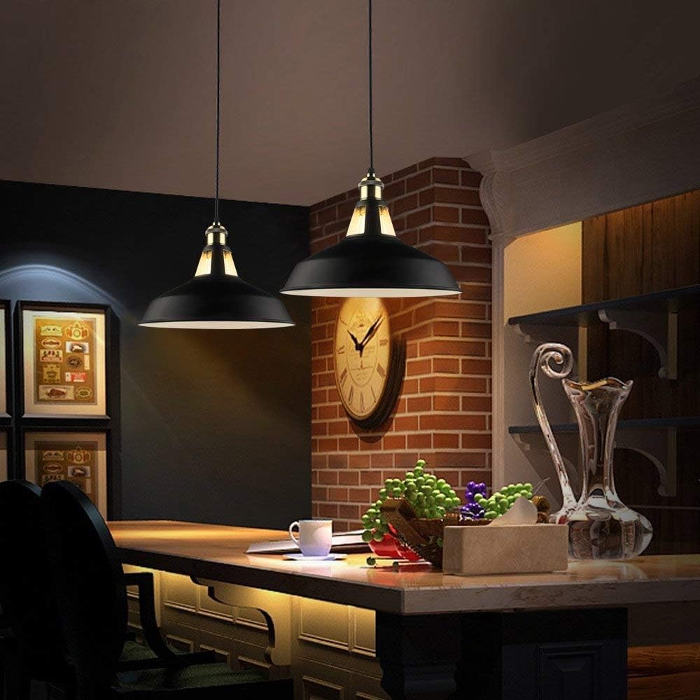 B2ocled Industrial Barn Pendant Light Vintage Style 1 Light E26/E27 Based Lamp Shade for Kitchen, Bedroom, Dining Room, Living Room, Porch - - 