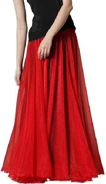 red chiffon maxi skirt