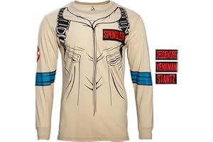 Mad Engine Ghostbusters Costume T-Shirt with Four Interchangeable Name Patches Halloween Cosplay