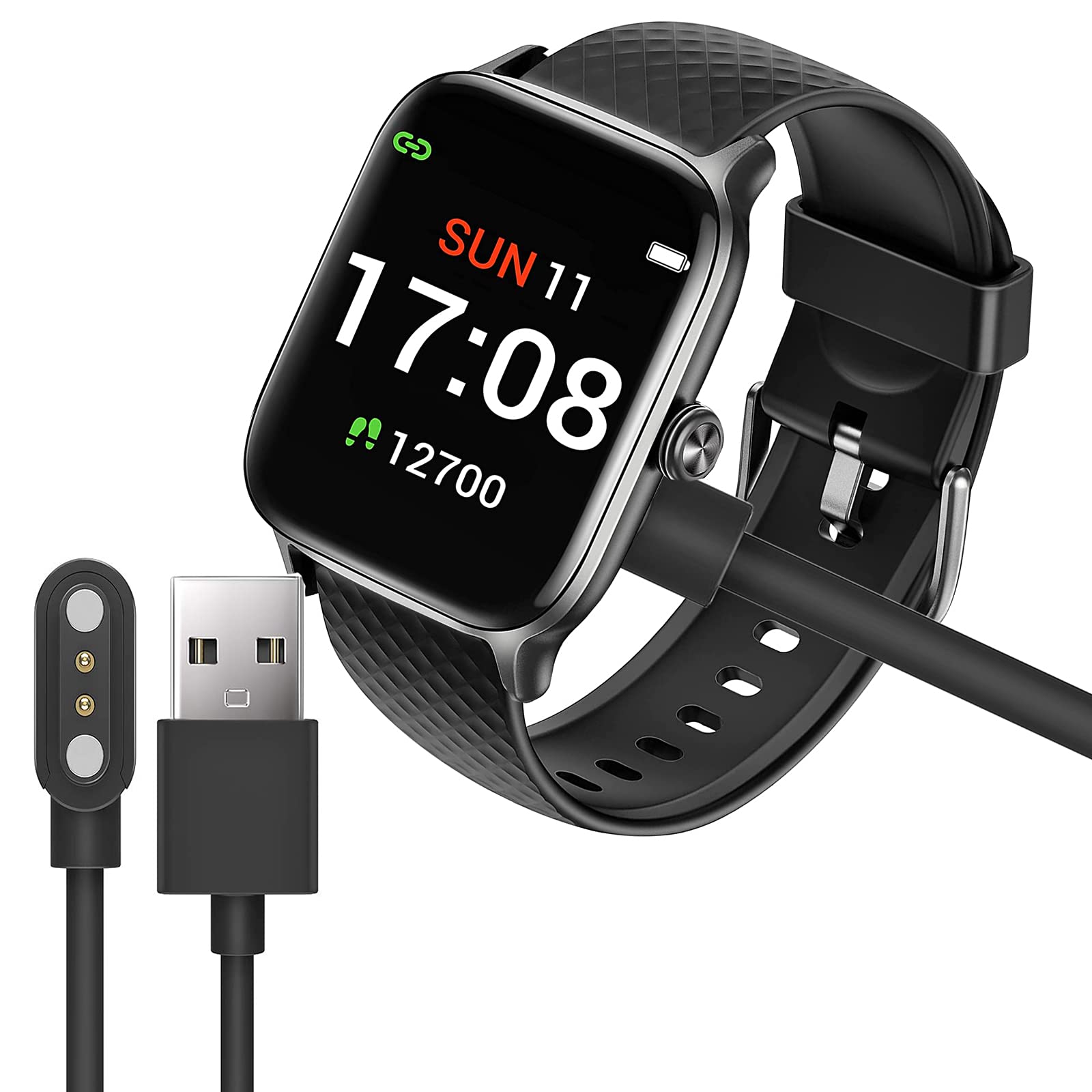 Giaogor Compatible with Letsfit EW1 Charger, Magnetic USB Charging Cable Replacement Charger Cable Compatible with Letsfit EW1 /Fitniv IW1 / IW2 / AOKESI 1.69'' Smartwatch (Black)