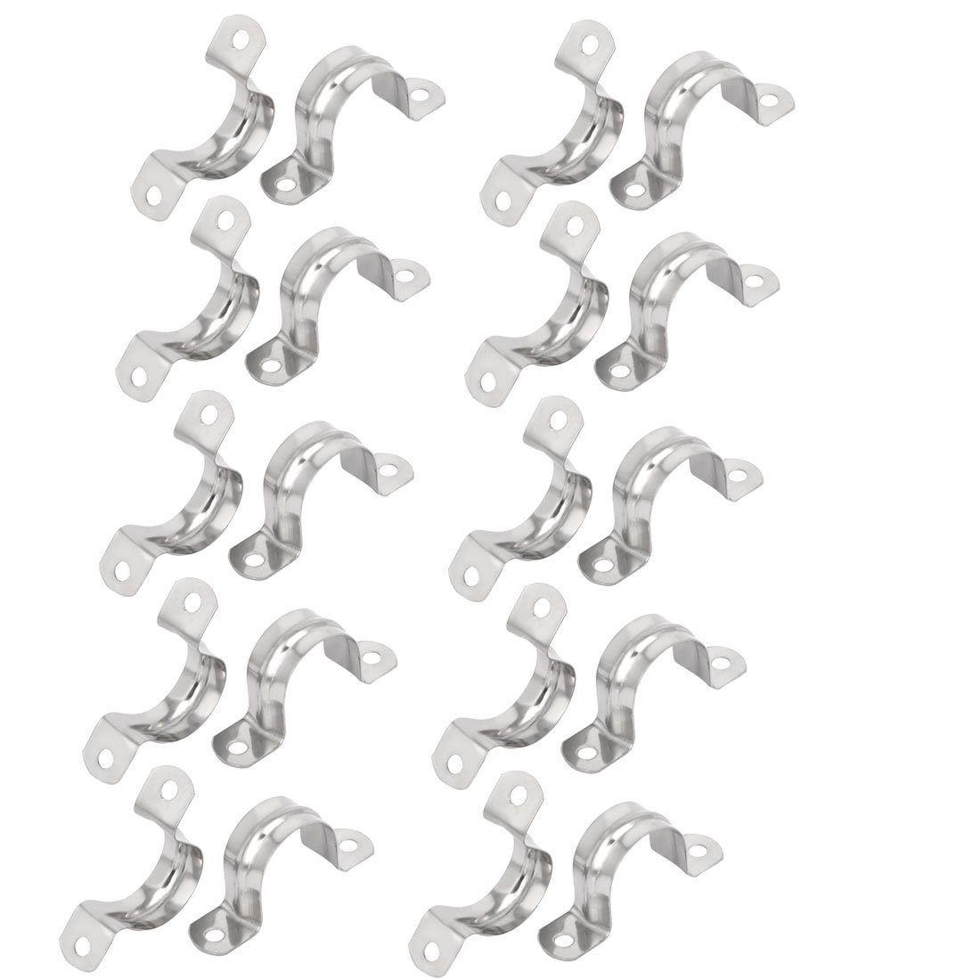 sourcingmap 32mm(1.3inch) Rigid Pipe Strap, 2 Holes Tube Straps 201 Stainless Steel Tension Tube Clip Clamp 20pcs