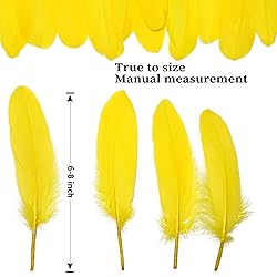 FeelfunFeather 120pcs Yellow Goose Feathers 6-8