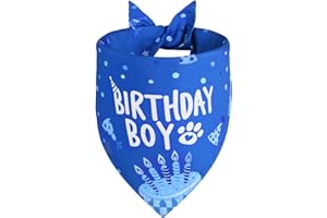 Agroon Dog Birthday Bandana Blue Boy XLarge 1PCS, Durable Triangle Reversible Scarf Bibs Handkerchief for Puppy Pet