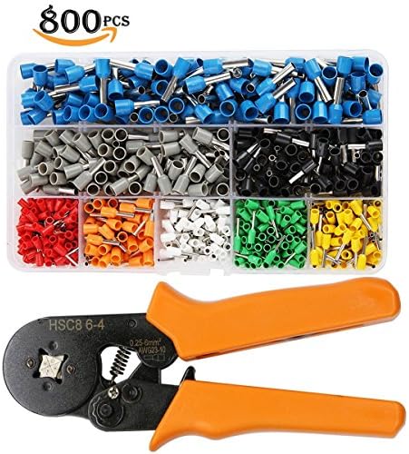 Crimp Tool Kit , JELEGANT Wire Ferrules Kit Crimper Plier Wire Self-adjustable Ratchet Wire Crimping Tools Ferrule Insulated Crimper with 800 AWG 23-10 Crimp Ferrule Terminals Crimper Plier Set