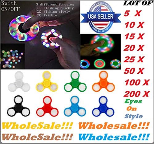 Wholesale LED Fidget Spinner and Stress Relief Hand Spinner Sale Lot 20 50 100 200 500 ~USA SELLER~ (25 X, LED MIX)
