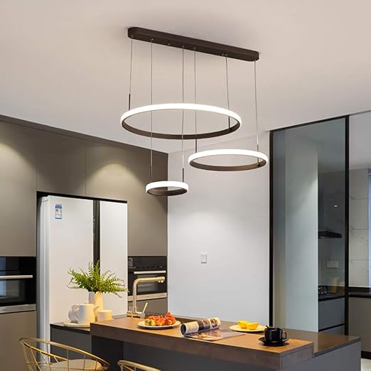 Anneaux Led Lampe Suspendue Dimmable Telecommande Hauteur Reglable Suspension Lumiere Cafe Couleur Moderne Suspension Suspension Metal Acrylique Suspension Lampe Salon Cuisine Restaurant Lampe Amazon Fr Luminaires Et Eclairage