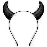 Glitter Devil Horns Headband Red Devil Ears Headband Devil Costume Accessories for Women Men Halloween Cosplay Party
