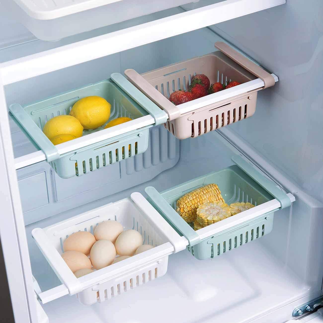 Vruta Fridge Storage Box Expandable Fridge Storage Rack Plastic Fridge