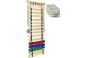 Victory Martial Arts 15 Belt Taekwondo Belt Display Rack with Stickers, Pine (15 Belt)