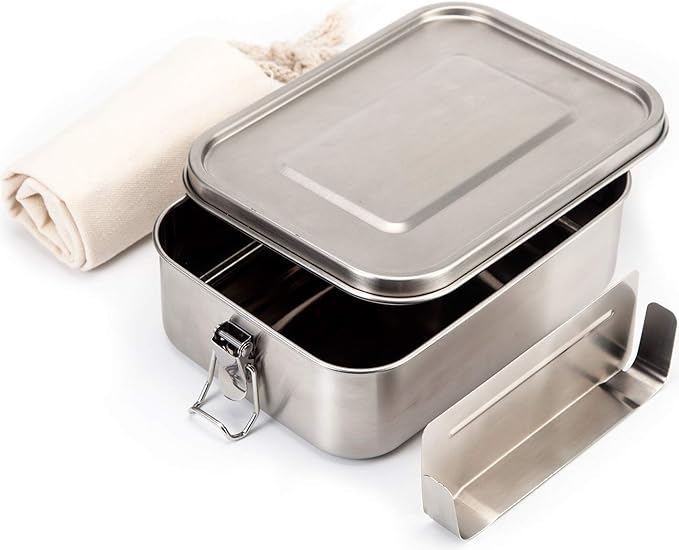 Stainless Steel Metal Lunchbox Bento Box by Harcas. Best for Salads