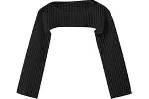 Floerns Girls Color Block Long Sleeve Drop Shoulder Crochet Crop Top Sweaters