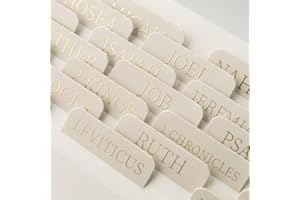 JIXZEN Bible Tabs for Women and Men, 75 Laminated Index Tabs with Embossed Gold Foil Lettering, Durable Neutral Bible Study Tabs for Easy Navigation, Bible Journaling Supplies