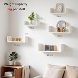 SRIWATANA Floating Shelves Set of 5 Paulownia Wood White Wall Shelves view 3