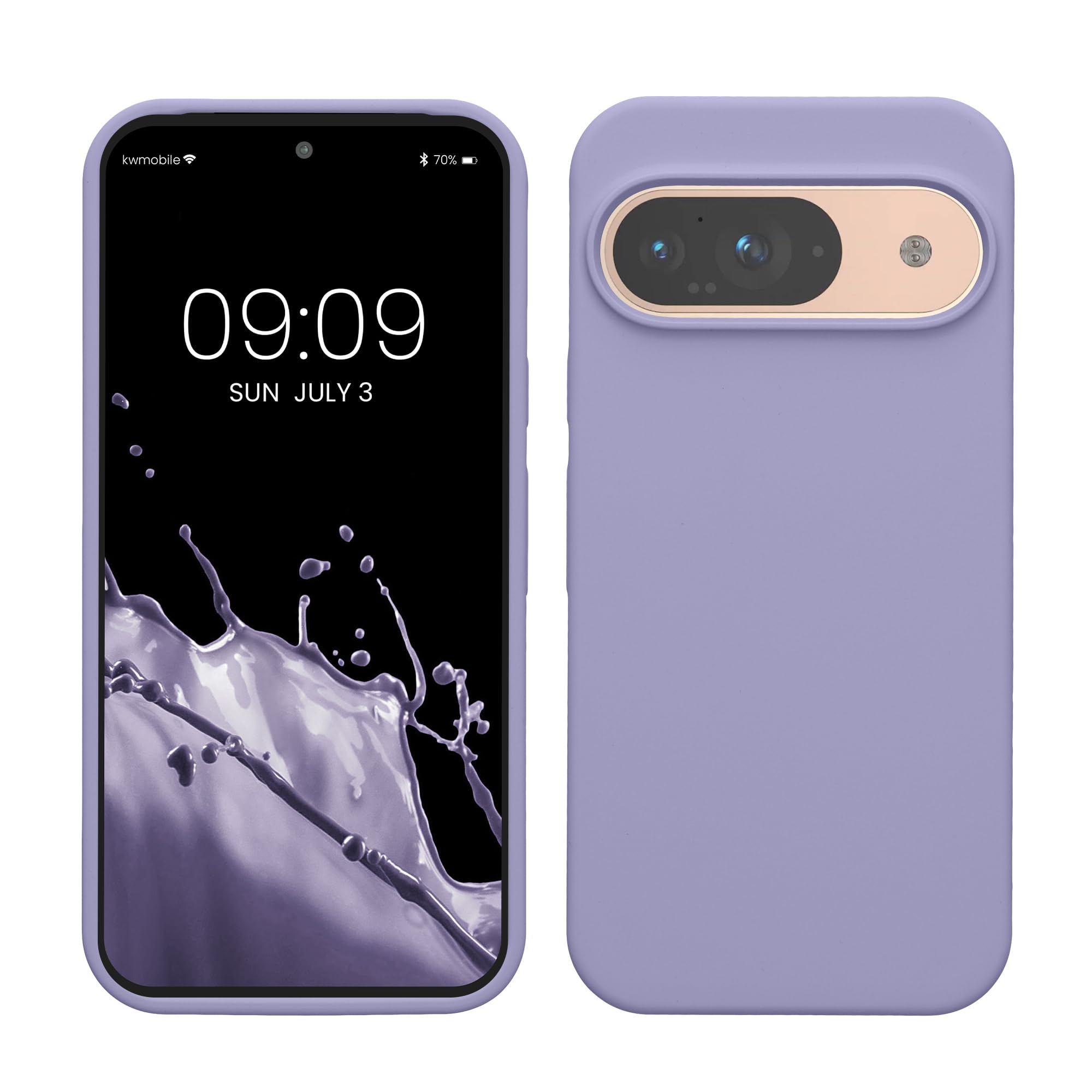 kwmobile Case Compatible with Google Pixel 9 Case - Soft Cover Compatible with Google Pixel 9 Pro Cover - Wireless Charging Lavender — image 1