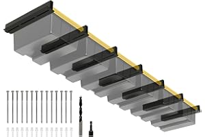 Eastrexon 6-bin Overhead Garage Storage Rack, Ceiling Storage Racks Heavy Duty, Powder Coated Tote Storage Rack for Garages, Sheds, Storerooms (7 PCS, for 6 Bins)