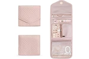 Travel Jewelry Organizer - Scratch-Resistant Foldable Jewelry Pouch with travel jewelry pouch for Earrings/Rings/Necklaces, P