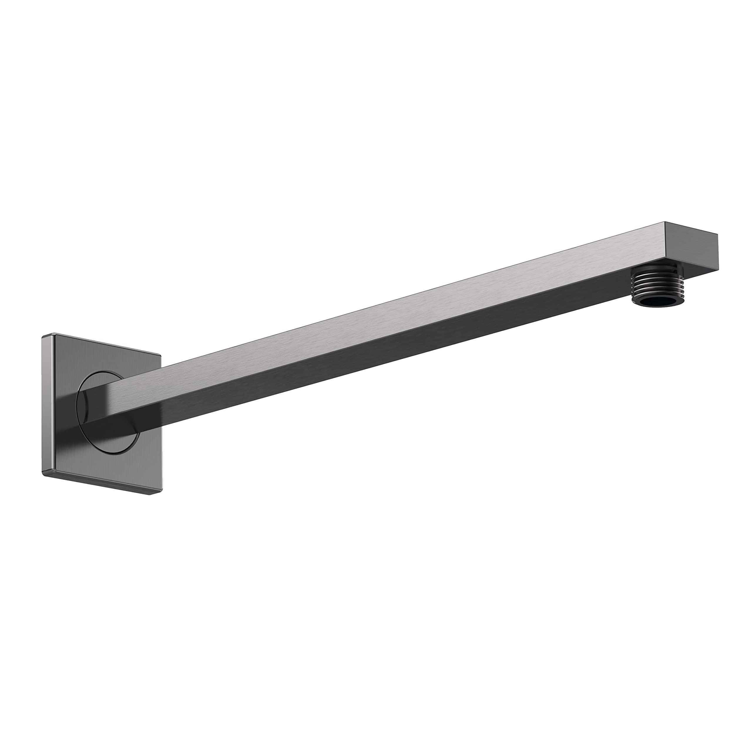 nuie ARM713 Windon Modern Bathroom Square Wall Mount Rectangular Shower Arm, 355mm, Brushed Pewter