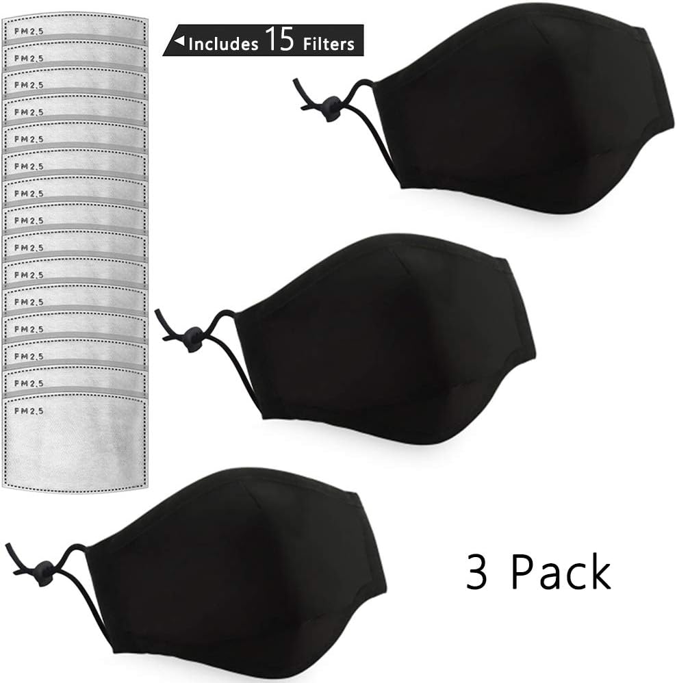 PM2.5 Màsk – Cotton, Washable, Reusable Cloth Màsk Include filter – Protection from Dust, Pollen, Pet Dander, Other Airborne Irritants (3pcs+15pcs)