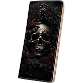 ANNAMISSI Wallets for Women RFID Wallet Cute Girls Ultra Slim Compact Clutch Long Credit Card Holder Floral Travel Wallet personalized Coin Pocket (Rose Skull)