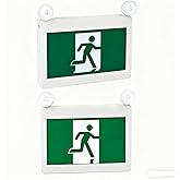 SPECTSUN 2 PACK Led Exit Sign with Battery Backup, Green Exit Light Combo&Double Sided Exit Sign - Combo Emergency Light LED 