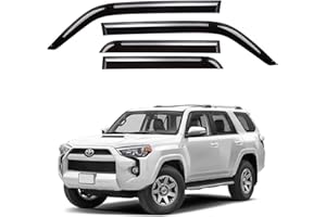 GrandWheel Co Smoke Tinted Tape-On Side Window Vent Visor Deflectors Rain Guards Compatible with Toyota 4Runner 2010-2022- 4pcs. GW0058, BLACK