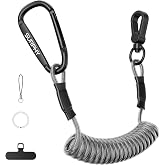 SURPHY Anti Theft Phone Strap, Phone Lanyard, Sturdy Steel Wire Keychain | Stretchy Retractable Phone Lanyard with Carabiner, Anti-Lost Key Chain for Commute Travel Climbing Skiing Fishing, Black