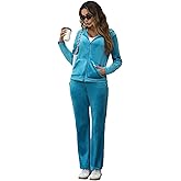 Marvmys Velour Tracksuit Womens 2 Piece Outfits Velvet Sweatsuit Jogging Suit Full Zip Up Hoodie and Sweatpants Set