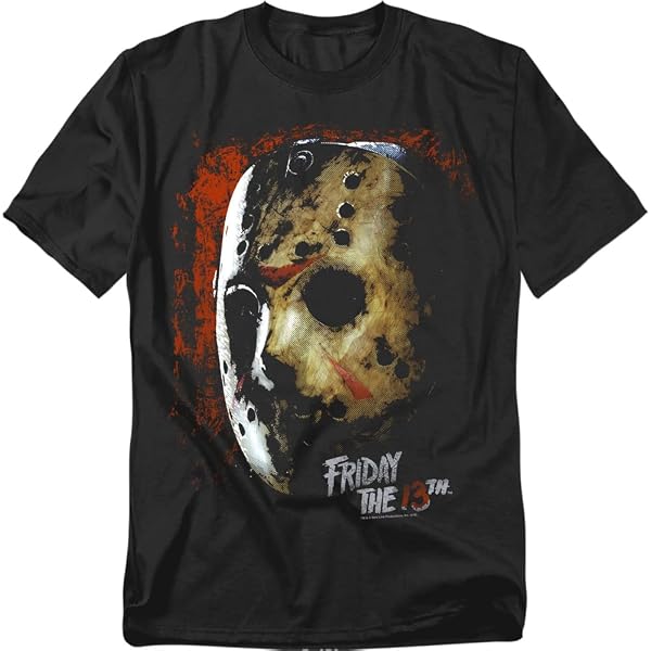 Friday The 13th Men's T-Shirt - Jason Mask With Red Backlight, Mineral Wash Vintage Style Tee - View #7