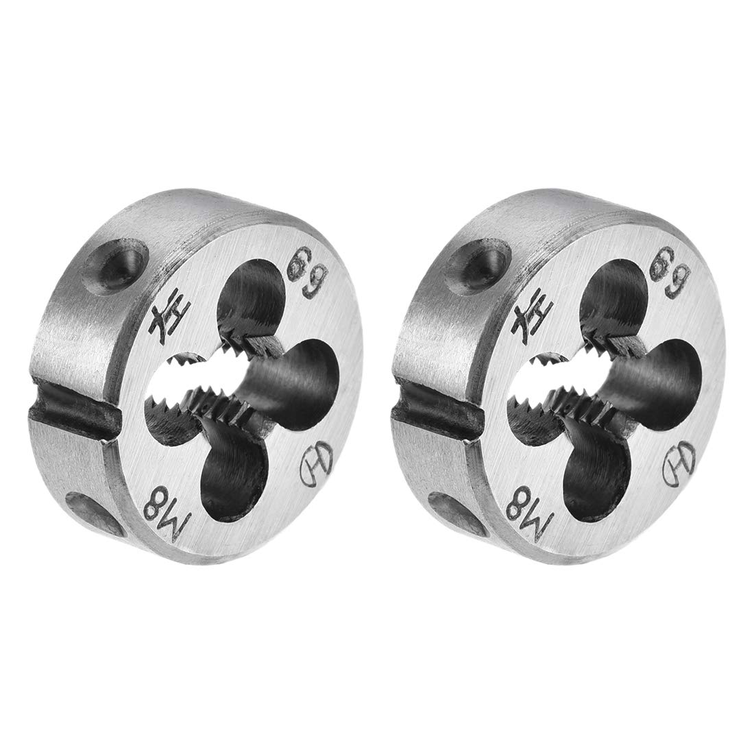 sourcing map M8 Metric Round Die, Machine Thread Left Hand Threading Die, Alloy Tool Steel Screw Thread Cutting Die, 2pcs