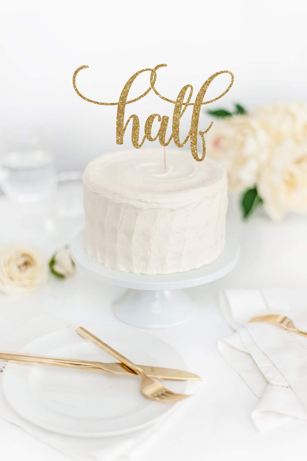 Cake Topper Half Birthday 6 Months Old Party Decor Half Year Photo Prop Half Year Party Decor Birthday Decor Custom Cardstock Glitter Paper