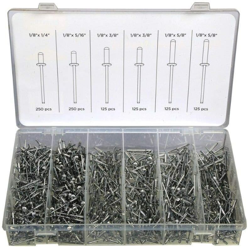 1000pc 1 8 Aluminum Blind Pop Rivet Assortment 4 Hand Air Riveter Gun Rivet Set Jikkolumlukka Amazon Com