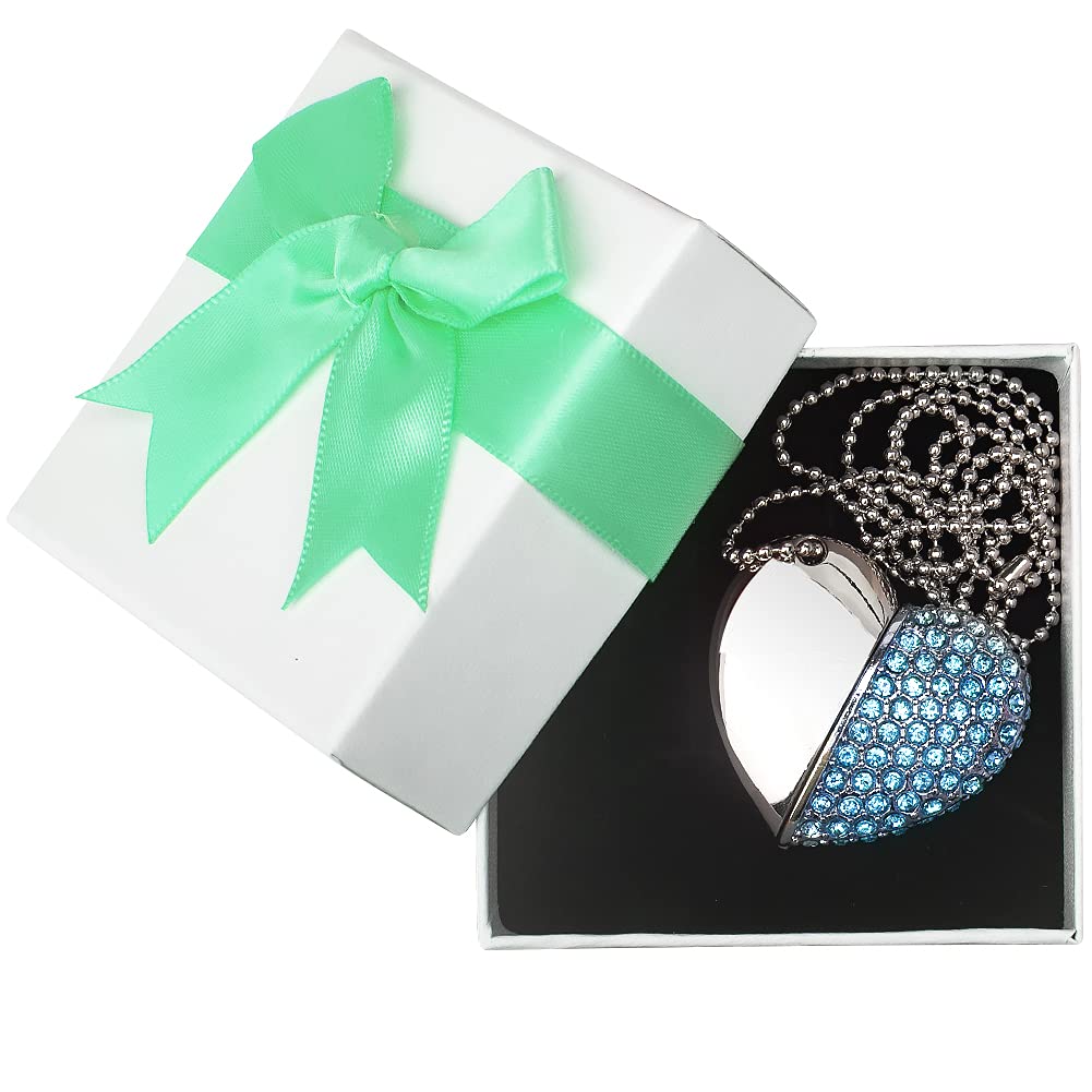 32GB USB Flash Drives with Box, Heart Diamond Shaped Waterproof Pendrive USB Memory Stick, Romantic Gifts for Wife Child Friend (32GB, Blue with Box)