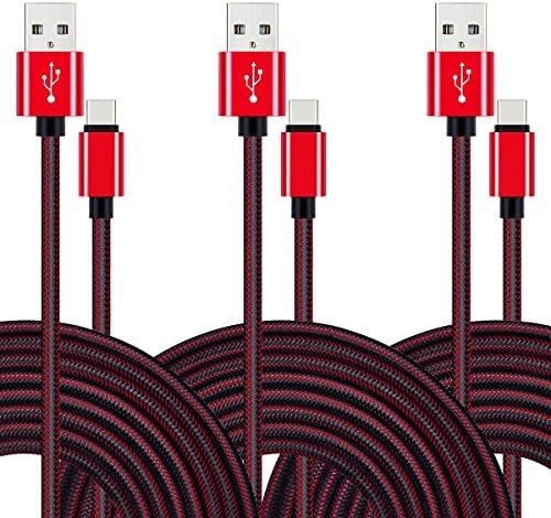 Type C Cable, VICOX 3 Pack 10Ft Heavy Duty Braided Reversible USB C to USB Fast Charging Data Cable for Galaxy Note 8 S8 S8+, LG G5 G6 V20, Nexus 5X 6P, Oneplus 3 5, HTC U11, ZTE AXON 7 Blade V8 Pro