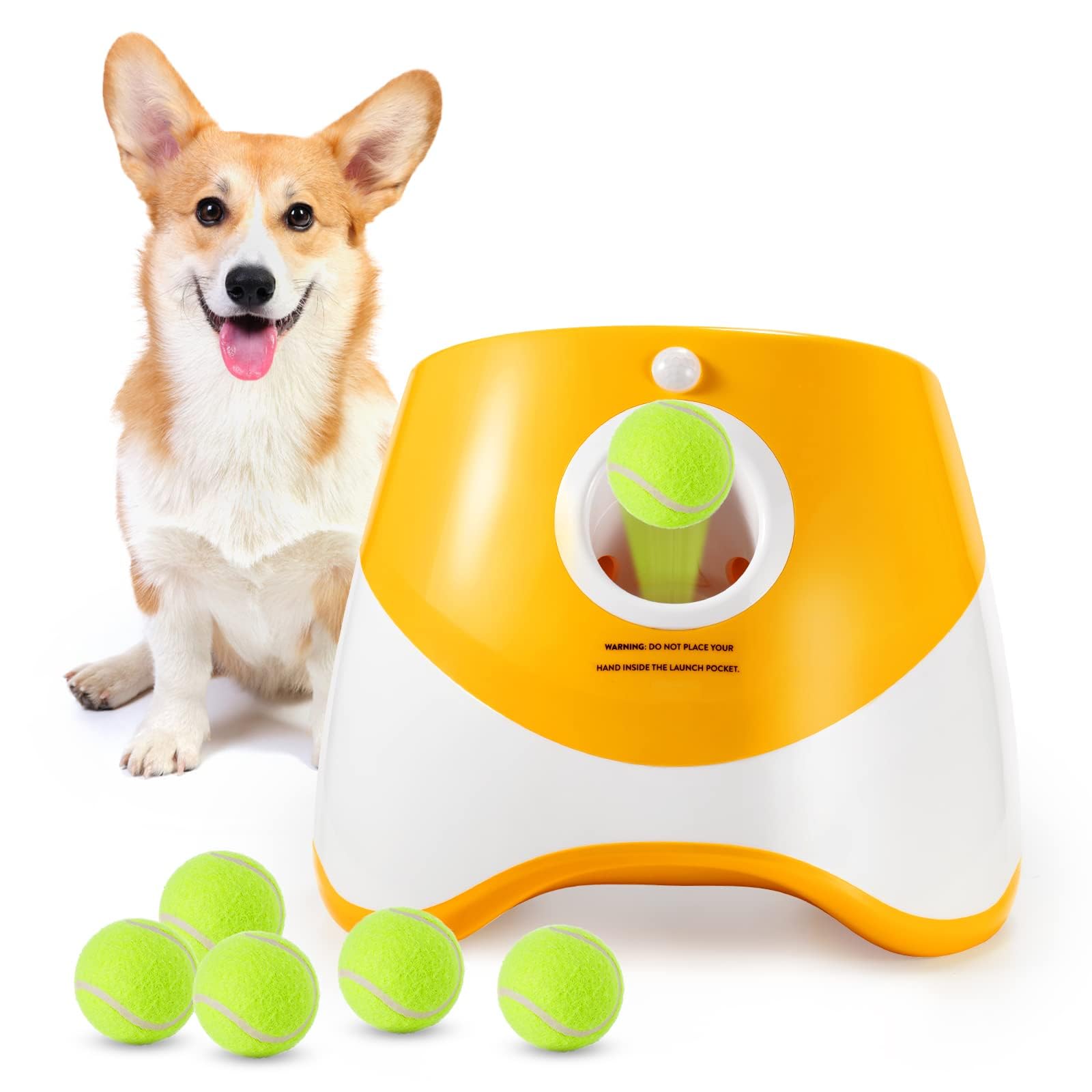 Photo 1 of MEKAPLE Dog Ball Thrower Launcher, Automatic Launcher with 6 Mini Tennis Balls, Interactive Dog Toys Indoor Outdoor Ball Thrower Machine for Small Dogs with 3 Distance Settings