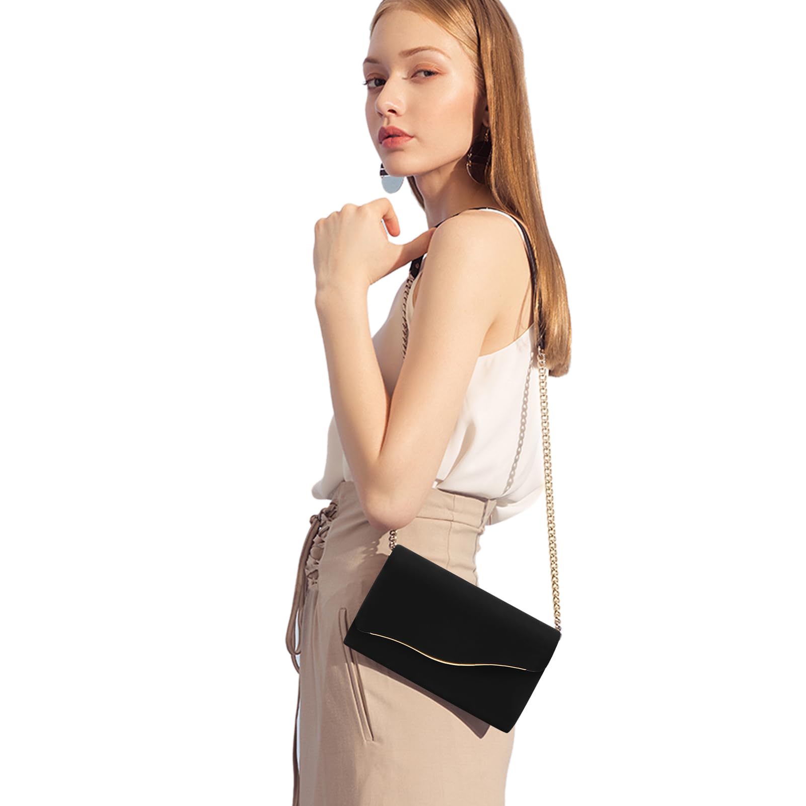 Clutch Purses for Women Evening Bag Faux Suede Formal Party Wedding Cocktail Prom