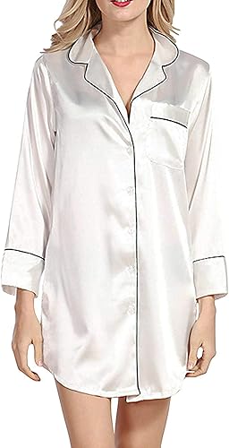 Satin Nachthemd Damen Ärmellos - Elegantes Schlafkleid Aus Seide Mit V-Ausschnitt