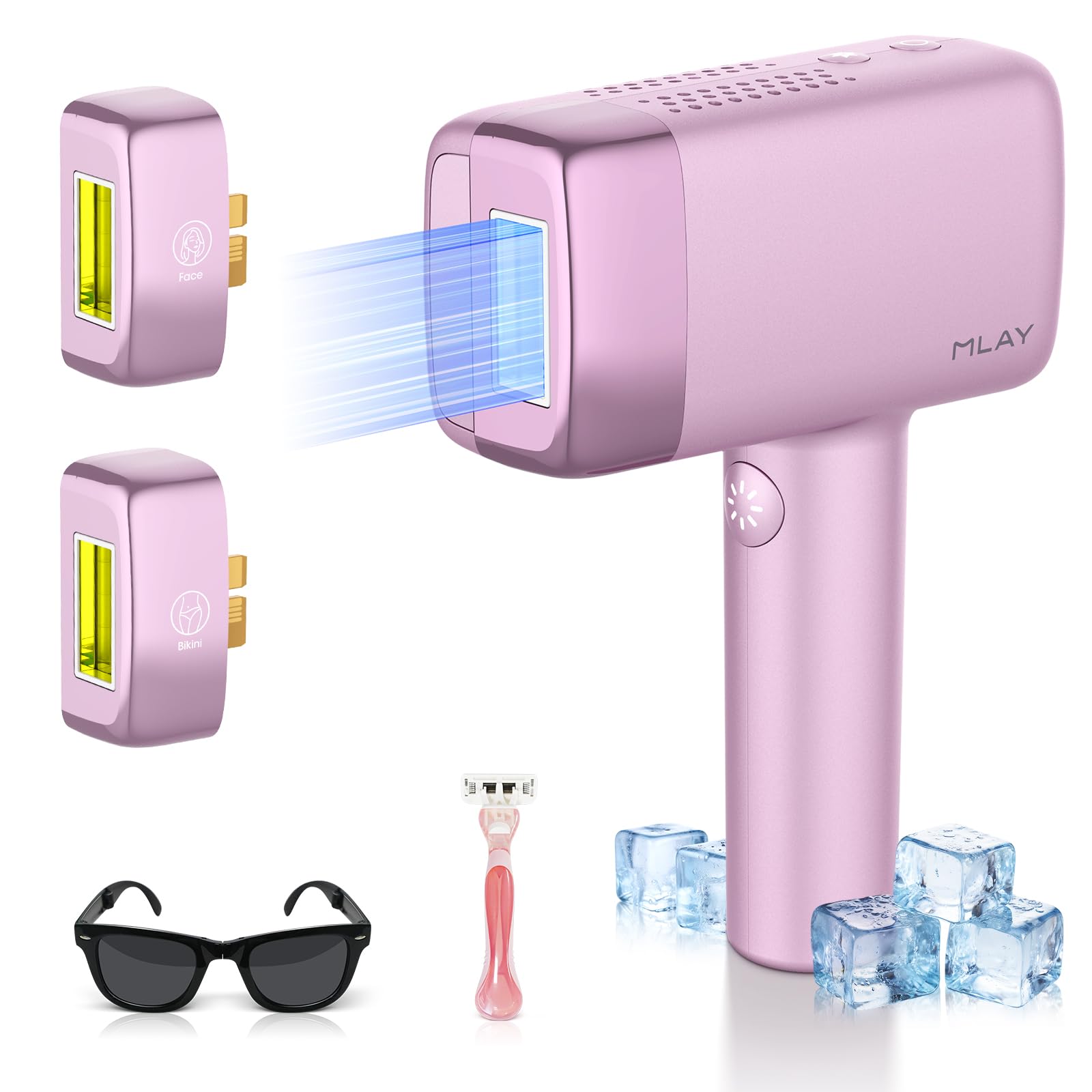 MLAY Laser Hair Removal Device, 0.5 s/Flash, 3 Attachments for Precision Hair Removal, IPL Hair Removal with Max 20J Energy & Ice Cooling for Painless, Long Lasting Full Body Hair Removal, Home use