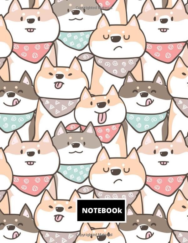NOTEBOOK: cute kawaii shiba inu notebook Wide Ruled Composition Book 100 pages