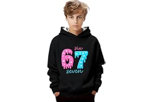 Kids 67 Hoodies Funny 6 7 Meme Long Sleeve Sweatshirt Boys Girls Cute Six Seven Ice Cream Drip Printed Hoodie Pullover