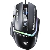 AULA S12Pro Wired Gaming Mouse,12800 DPI Optical Gamer Mouse with RGB Backlit,8 Programmable Buttons,Software Supports DIY Keybinds Rapid Fire Button