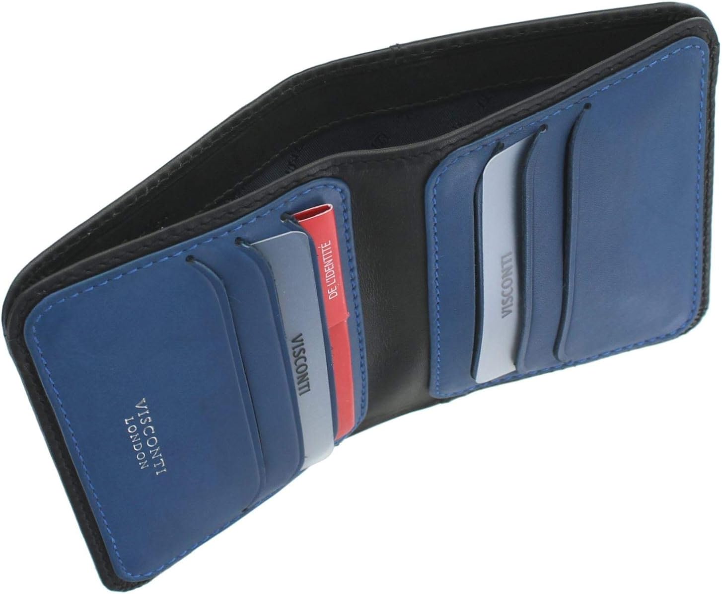 VISCONTI Slim Collection Lank Leather Wallet with RFID and Tap and Go VSL34 Black/Cobalt - Image 4