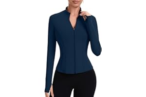 ZHENWEI Workout Jackets for Women Full Zip Up Cropped Athletic Long Sleeve Lightweight Slim Fit Running Tops with Pockets