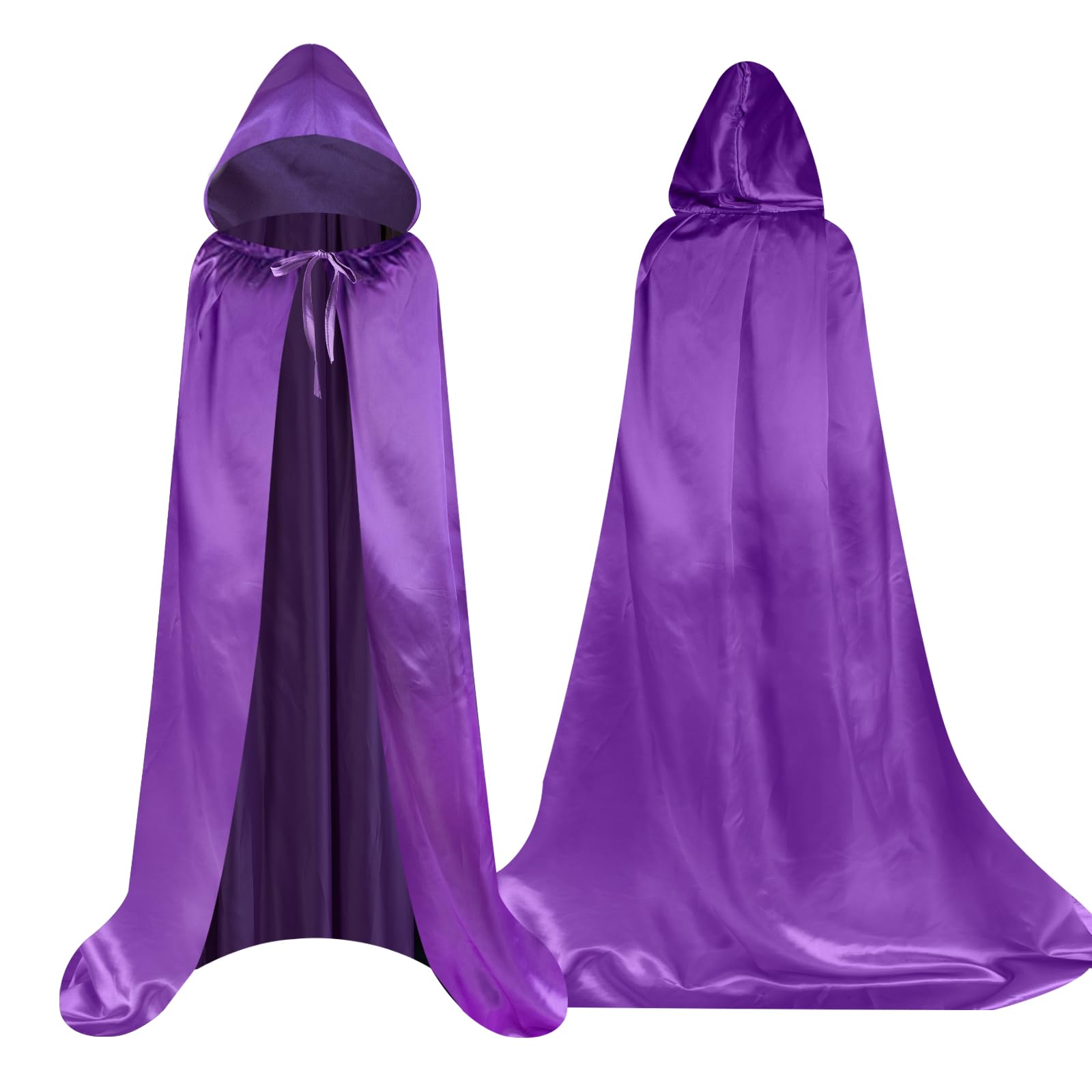 Aomig Purple Hooded Cape Kids Long Hooded Robe Cloak Holloween Grim Reaper Cape for Boys Girls Halloween Christmas Witch Vampires Devil Costume Cosplay Fancy Dress Party (100cm/39.37in)