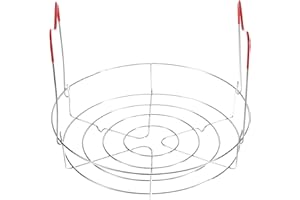 uxcell 11" Canning Rack, Stainless Steel Steamer Canning Jar Rack with PVC Handles for Mason Jars Ball Jars, Red