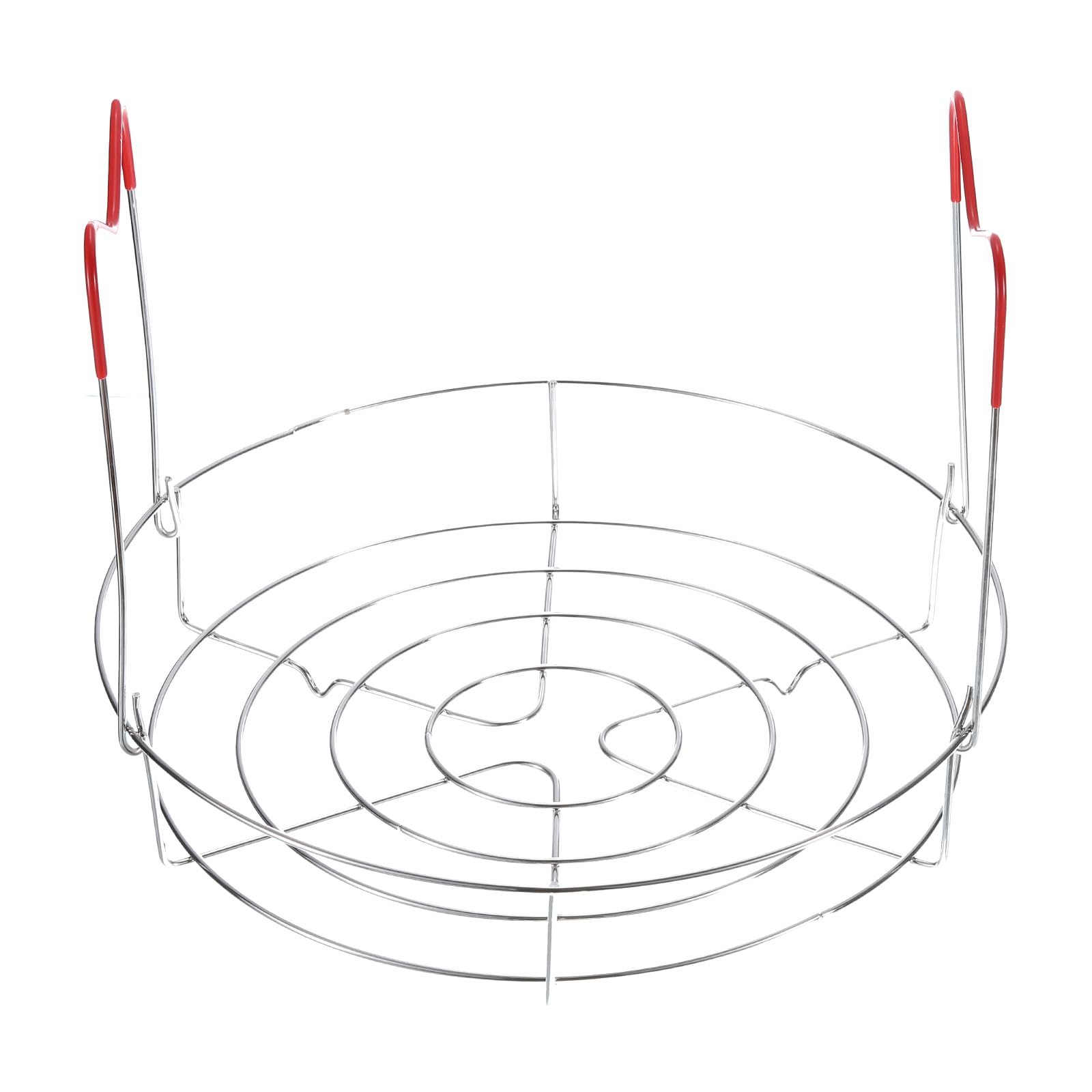 uxcell 11" Canning Rack, Stainless Steel Steamer Canning Jar Rack with PVC Handles for Mason Jars Ball Jars, Red