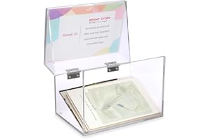 BTSKY Clear Acrylic 4 x 6 inch Index Card Box with Sign Lid - Index Card Holder Notecard Box Recipe Card Box Plastic Storage Organizer for Filling Index Cards, Note Cards, Flashcards, Recipes