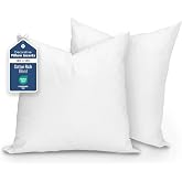 Martex Decorative Throw Pillow Inserts, White, 12" x 12", Pack of 2 | Soft, Supportive &amp; Fluffy, Poly-Cotton Blend Cover, Plush Polyester Fill, Perfect for Sofa, Bed &amp; Living Room
